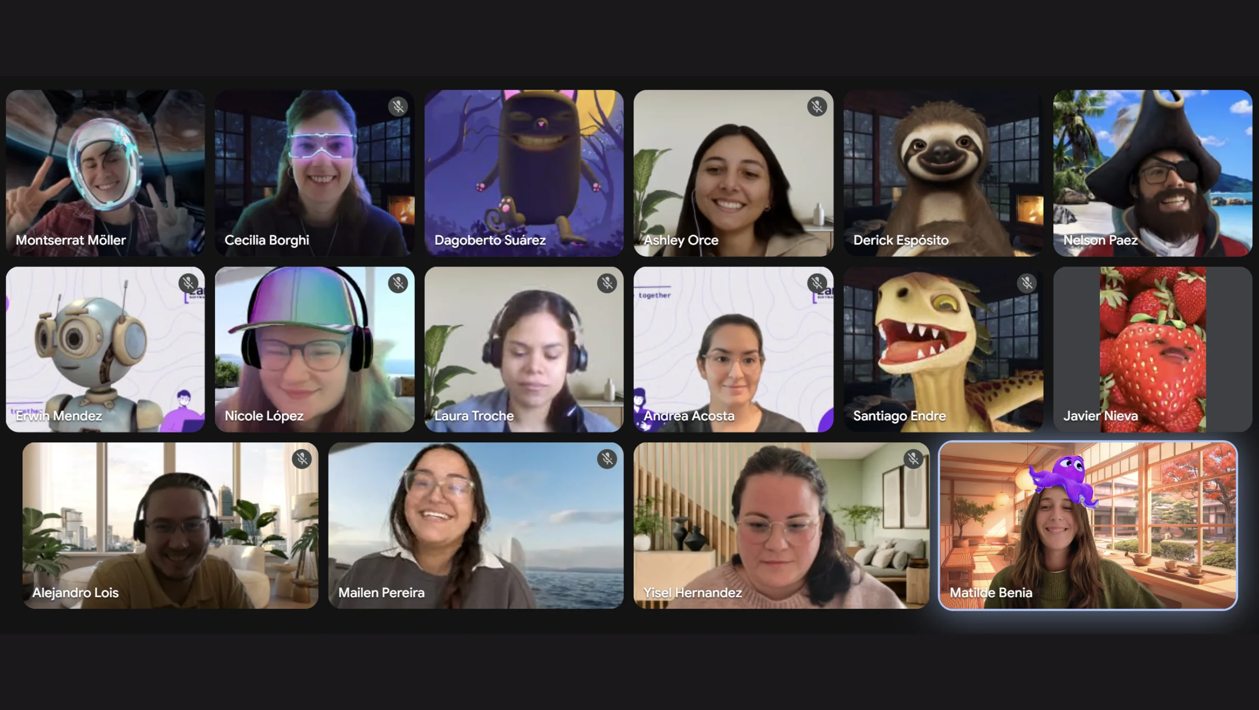 El equipo de Zarasa en una videollamada, conectado desde varios países